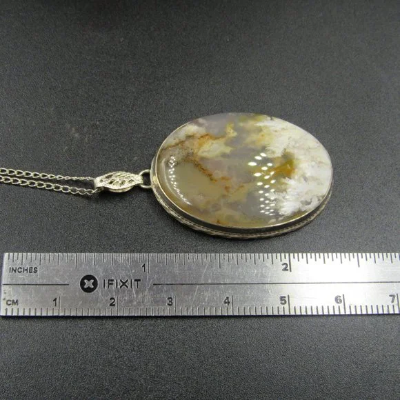 16" Sterling Silver Unique Stone Formation Pendant Necklace Vintage - Picture 6 of 7